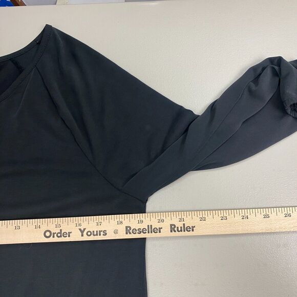 Crosby Top Womens Medium Black Keyhole V Neck Blouson Shirred Stretch Modal Knit - Picture 10 of 16